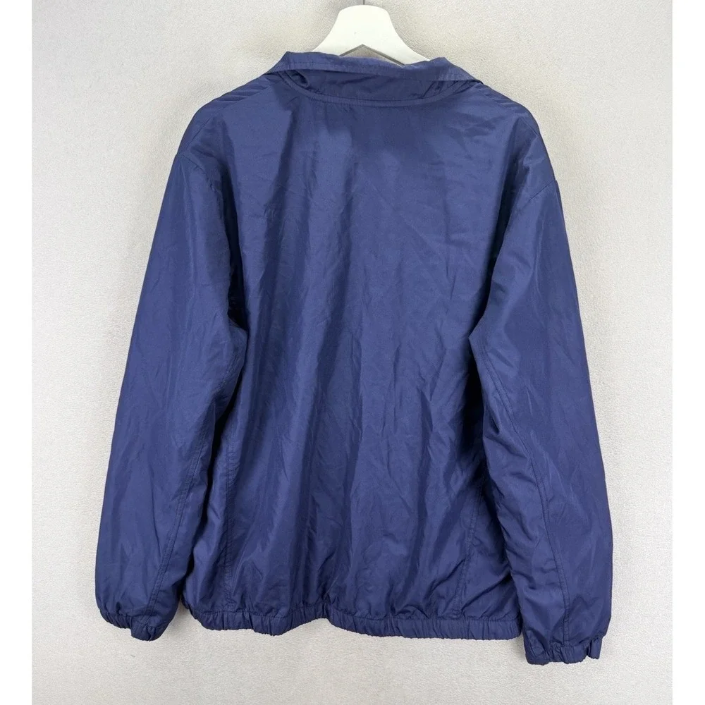 Vintage Starter Men's Sz L Blue & White Chest Stripe Full-Zip Windbreaker Jacket